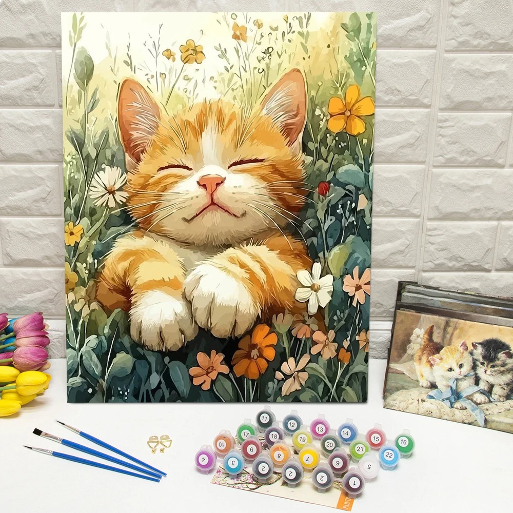 Art Craft Game - Drawing By Numbers Cat DIY Digital