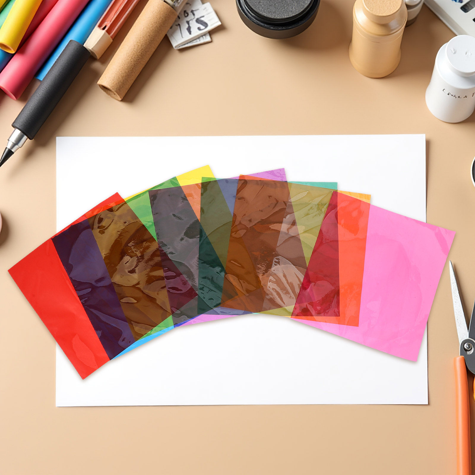 Art Craft Game - 90Pcs Multi Use Colored Cellophane Sheets