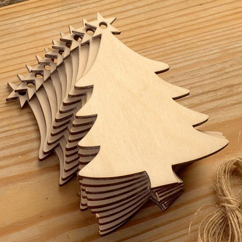 Art And Craft Xmas Tree - 10pcs Unfinished Blank Wooden Christmas Festival