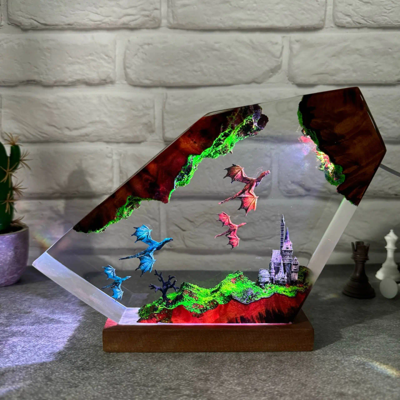 Art Craft Night - Resin Art Lamp Night Light Fire