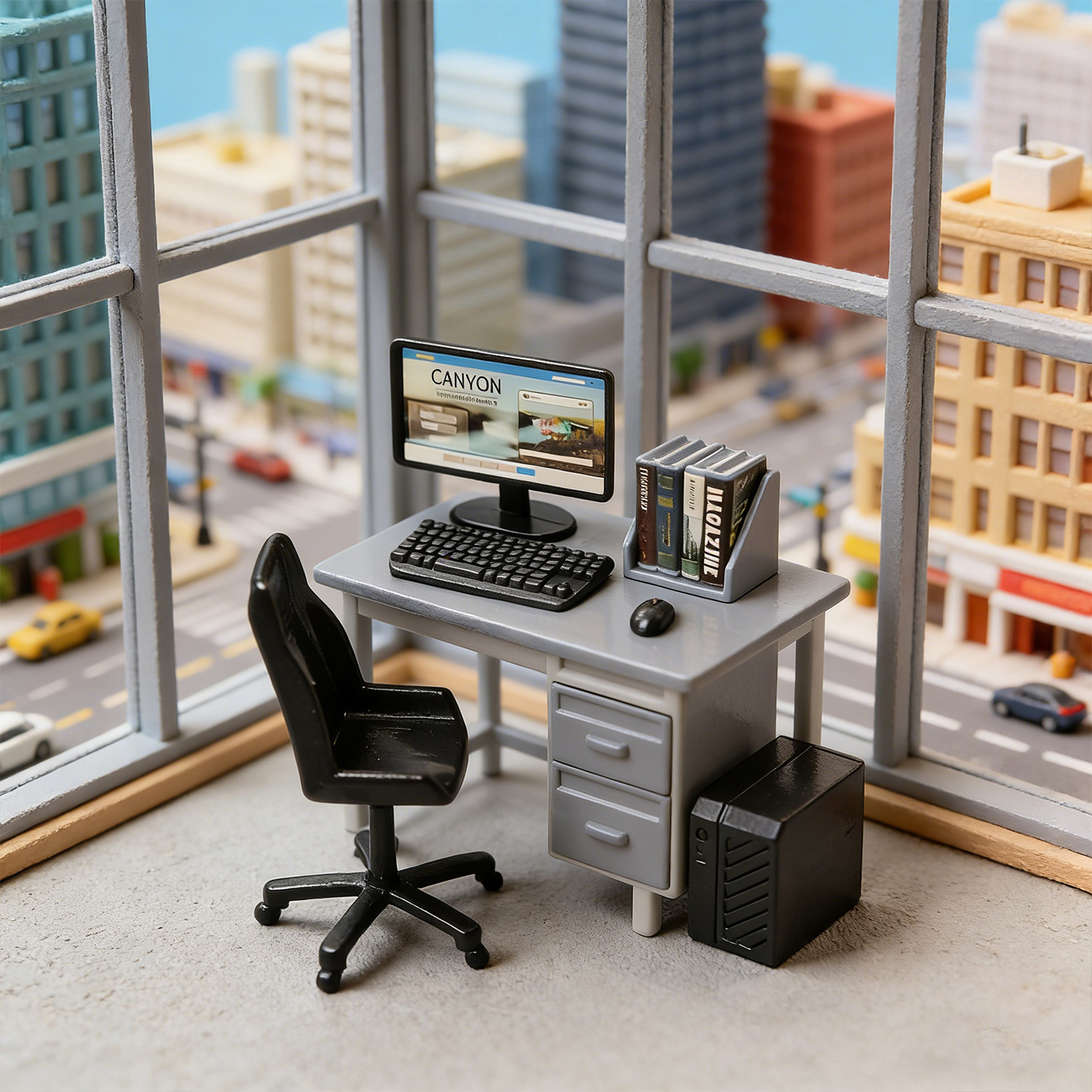 Art Craft House - Miniature desk computer set: mini simulation