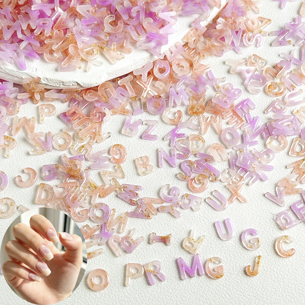 Art Craft Names - 50PCS Luminous Gold Foil Gradient Alphabet