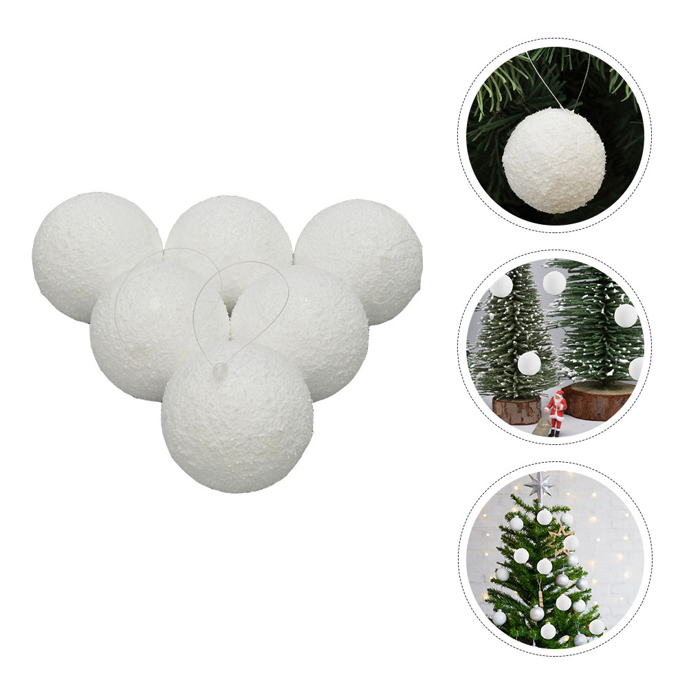 Art And Craft Xmas Tree - 6Pcs White Xmas Ball Solid Dense