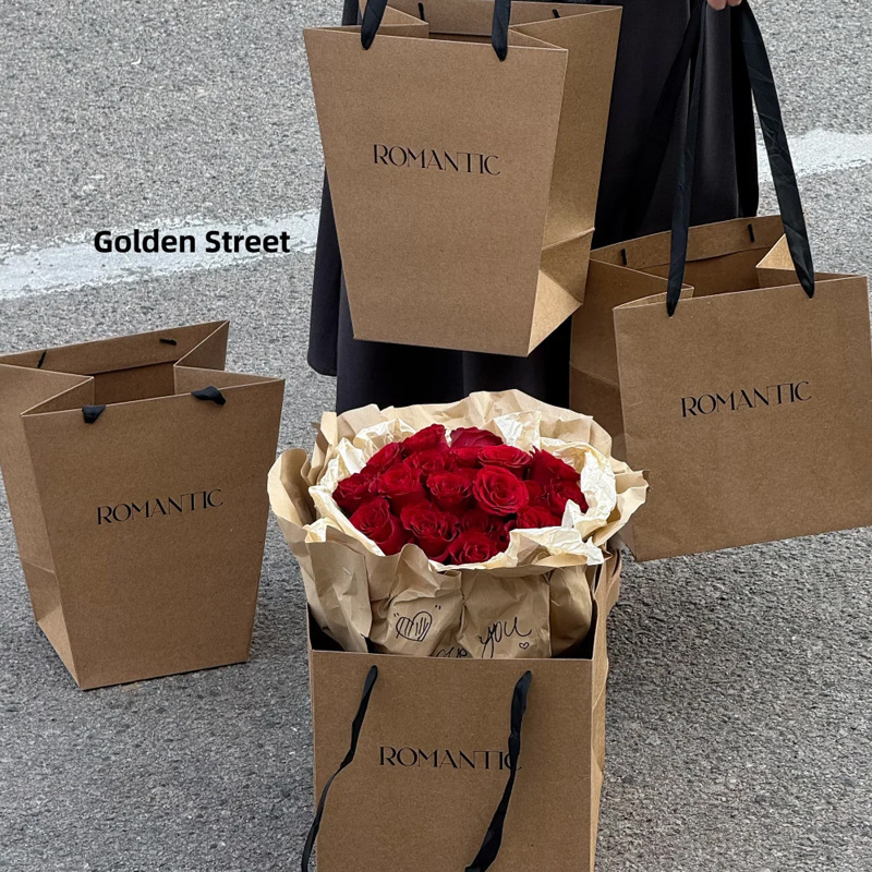 Art Craft Items - New-style brown kraft paper bouquet tote