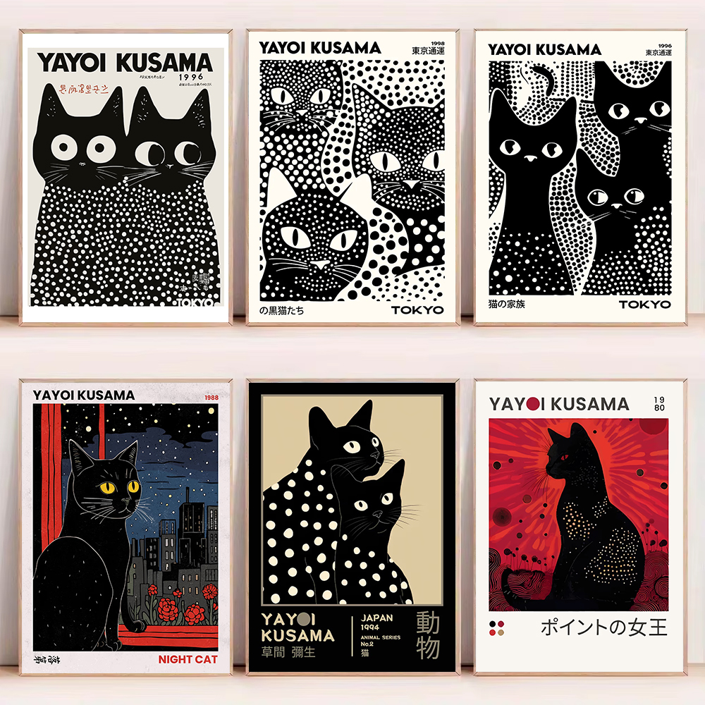 Yayoi Kusama Black Cats Series - Art Craft House review and price
