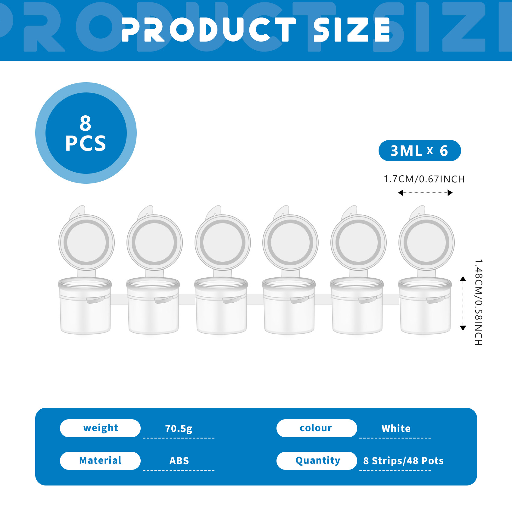 AU61-8 Strips/48 Pots 3Ml Empt - Art Craft Description review and price