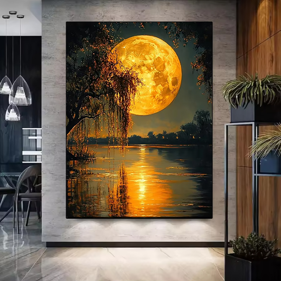 Moon Night Lake Tree Landscape - Art Craft Night review and price